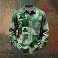 thumbnail image 3 of IWRICH St. Patrick's Day Shirt for Men Green Clover Printed Tees Long Sleeve Holiday Tops Button down Shirts 01-Green XXXXL, 3 of 3