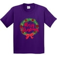 thumbnail image 3 of Inktastic Merry Christmas Wreath with Red Bow and Ornaments Youth T-Shirt, 3 of 5