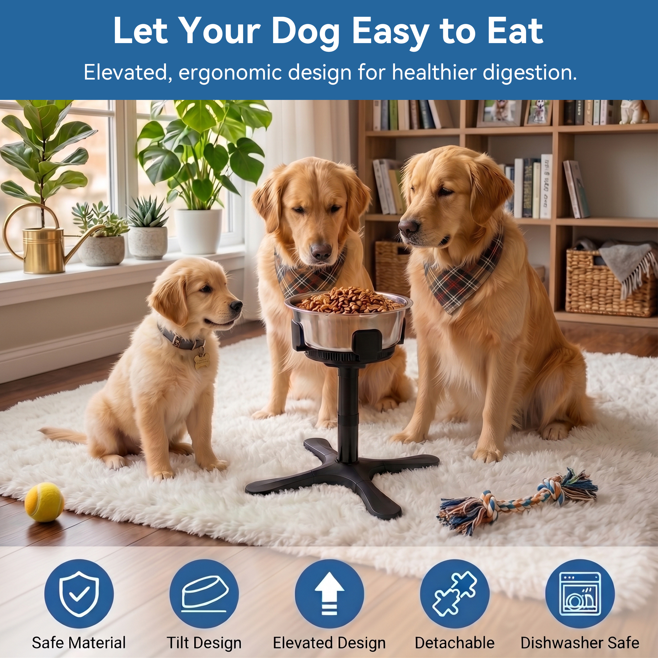 Tolobeve Adjustable Elevated Dog Bowl Stand photo 2