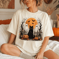 thumbnail image 3 of Vintage Black Cat Ghost Halloween Shirt, Orange Moon Pumpkin Graphic Comfort Colors Tee, Spooky Season Cat Lover Fall Gift - Ivory, S, 3 of 4