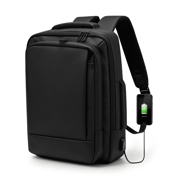 AGOPLEE Business Laptop Backpack, Travel laptop backpack, Expandable backpack Carry On Premuim Weekender Luggage Bag with USB Charging Port, Black