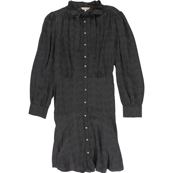 Rebecca Taylor Vestido camisero con lunares espolvoreados para mujer, negro, 8