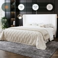 thumbnail image 3 of Amolife King Size Bed Frame, Velvet Platform Bed with Upholstered Wingback Headboard, No Box Spring Needed, White, 3 of 12