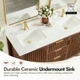 thumbnail image 4 of Shenzhen 60" Double Bath Vanity in Aged Dark Brown Oak with Composite Stone Top, 4 of 12