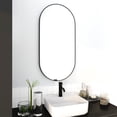 Oval Wall Mounted Mirror, Bathroom Pill Mirrors Large Vanity Decor Mirror with Black Aluminum ...