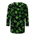 thumbnail image 4 of Gamivast Womens St Patricks Day T Shirts Cute Shamrock Clover Graphic Blouses Comfy 3/4 Sleeve Crewneck Holiday Pullover Vacation Outfits S-5Xl, 4 of 5