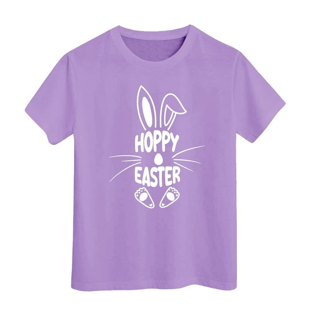 HNMKIU Easter Celebration Kids T-Shirt for Girls with Bunny and Egg Design for Springtime Activities
