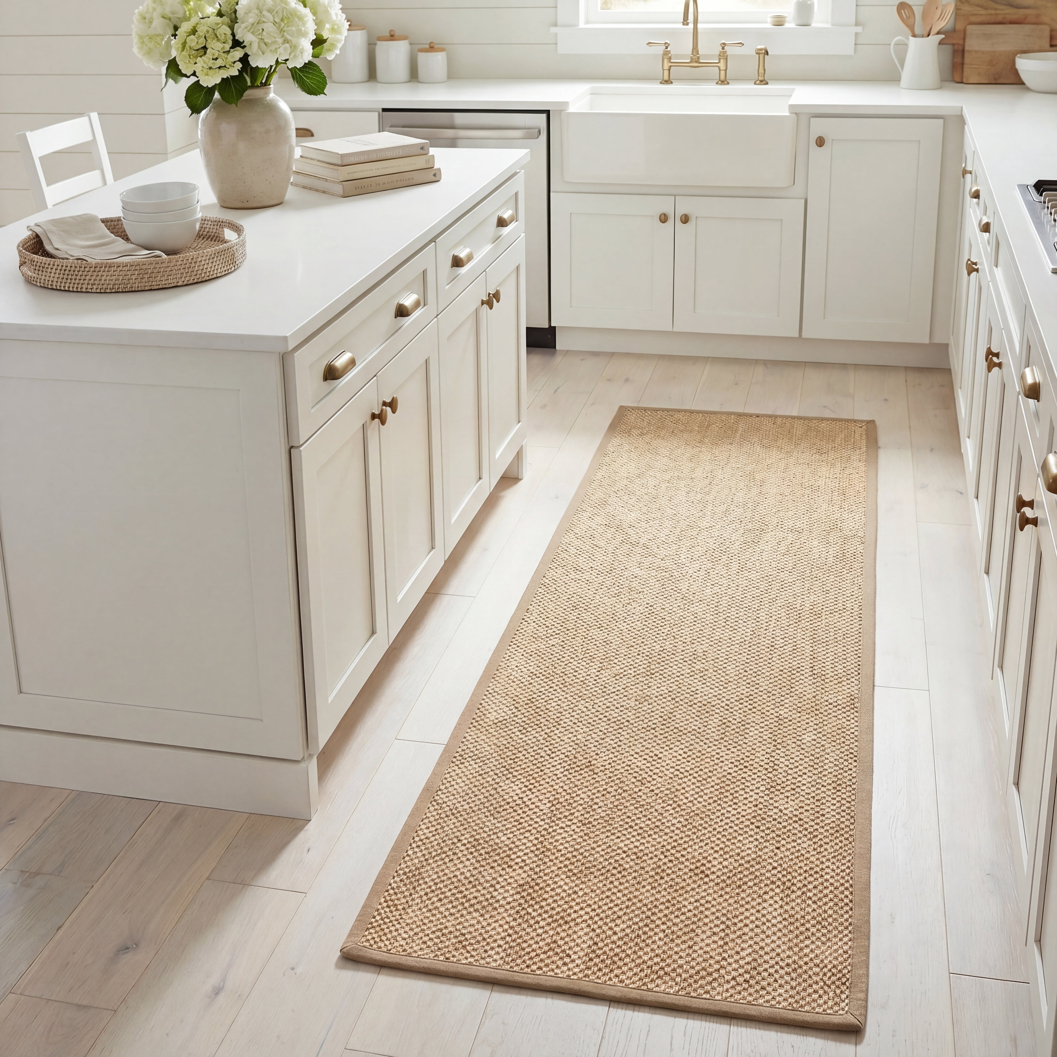 Safavieh Natural Fiber Jovana Solid Runner Rug, Maize/Linen, 2' x 8'