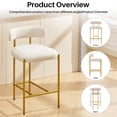 thumbnail image 6 of BRILHAMEZ Bar Stools Set of 2 with Backrest and Footrest Modern Gold Metal Frame Bar Stools for Kitchen Counter Bars and Cafes,Beige, 6 of 8
