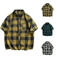 thumbnail image 5 of WREESH Men's Button Down Shirts Short Sleeve Plaid Shirt with Button-Open Pockets for a Classic Men's Summer Wardrobe Black, 5 of 5