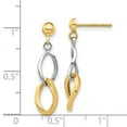 thumbnail image 2 of 14k Solid Gold Two-tone Dangle Post Earrings 27.22x7mm Wide Dangle Earring for Women - 1.1 Grams, 2 of 2