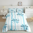 thumbnail image 2 of Manfei Cute Bowknot Bedding Full Comforter Set,Geometric Stripes Down Comforter,Blue White Bedding Sets Full with Comforter,Super Cozy Room Decor Reversible,3 Pieces, 2 of 7