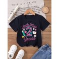 thumbnail image 1 of Fancy' Printed Crew Neck T-Shirt For Boys and Girls Back-To-School Season Short Sleeve T-Shirt Top For Toddlers, 1 of 6