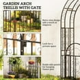 thumbnail image 3 of 7.4ft Steel Garden Arch with Gate, Black, 3 of 9