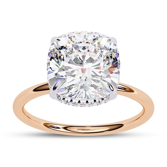 IGI Certified Lab Grown Diamond Engagement Ring | Center 8.7mm Cushion Cut Solitaire Stackable Wedding Promise Rings For Women 18K Solid Rose Gold | F-G, VS-SI Quality (2.80 Ctw) Ring Size-8.5