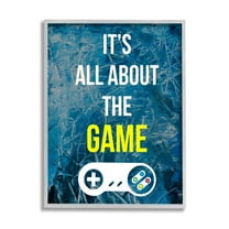 Stupell Industries All About The Game Vintage Controller Gamer Sign Graphic Art Gray Framed Art Print Wall Art, Design by Annie Warren