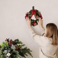 thumbnail image 6 of 12 Inch Small Artificial Pine Leaf Christmas Wreath, Pre-Decorated Holiday Wreath with Ornament Balls, Fabric Bows & Berry Clusters, Hanging Wreath for Narrow Front Door & Small Covered Porch Decor, 6 of 6