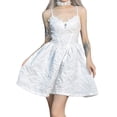 thumbnail image 3 of Franhais Women's Halloween Slip Dress, Spaghetti Strap V-Neck Lace Jacquard Slim Fit A-Line Dress, 3 of 9
