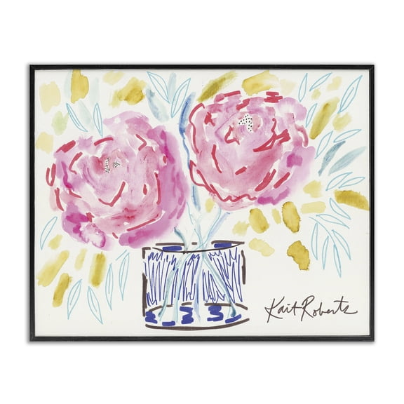 Stupell Industries Eclectic Spring Pink Carnation Floral Still Life Expressive Flowers Black Framed Giclee Art, 20 x 16, by Kait Roberts