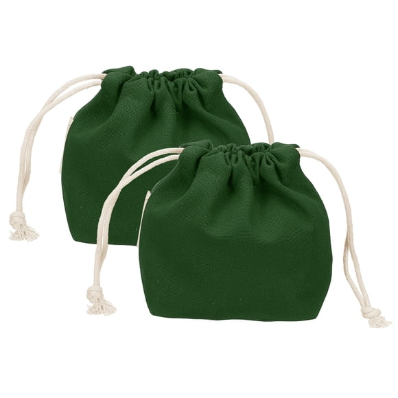 Uxcell 2 Pcs Bolsa de Maquillaje con Cordón, Bolsa Cosmética de Lona de 4.7" Organizadora de Artículos de Tocador para Viaje, Accesorios de Tocador, Verde Oscuro