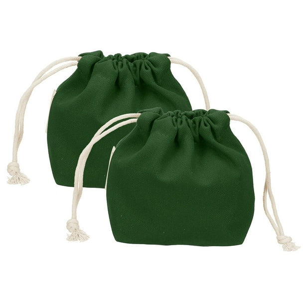 Uxcell 2 Pcs Bolsa de Maquillaje con Cordón, Bolsa Cosmética de Lona de 4.7" Organizadora de Artículos de Tocador para Viaje, Accesorios de Tocador, Verde Oscuro