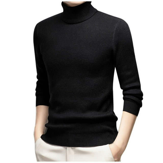 LOVZFMLL Sweaters for Men, Solid Color Acrylic Turtleneck Ribbed Pullover, Classic Casual Layering Shirt, Warm Winter Tops Slim, Fall Clothes
