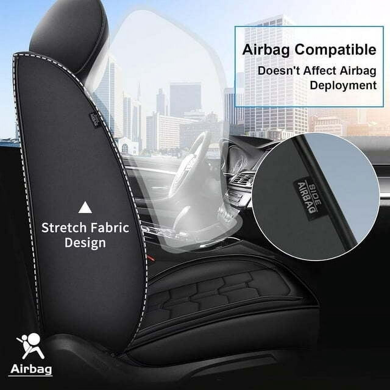 LAONNVIR Full Set Car Seat Covers Fit for Toyota RAV4 2013-2024 2025 Breathable Leather Seat Covers Waterproof Automotive Seat Cushion Protectors(Black,5Seats)