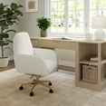 thumbnail image 2 of Martha Stewart Upholstered Office Chair in Off White/Polished Brass, 2 of 12
