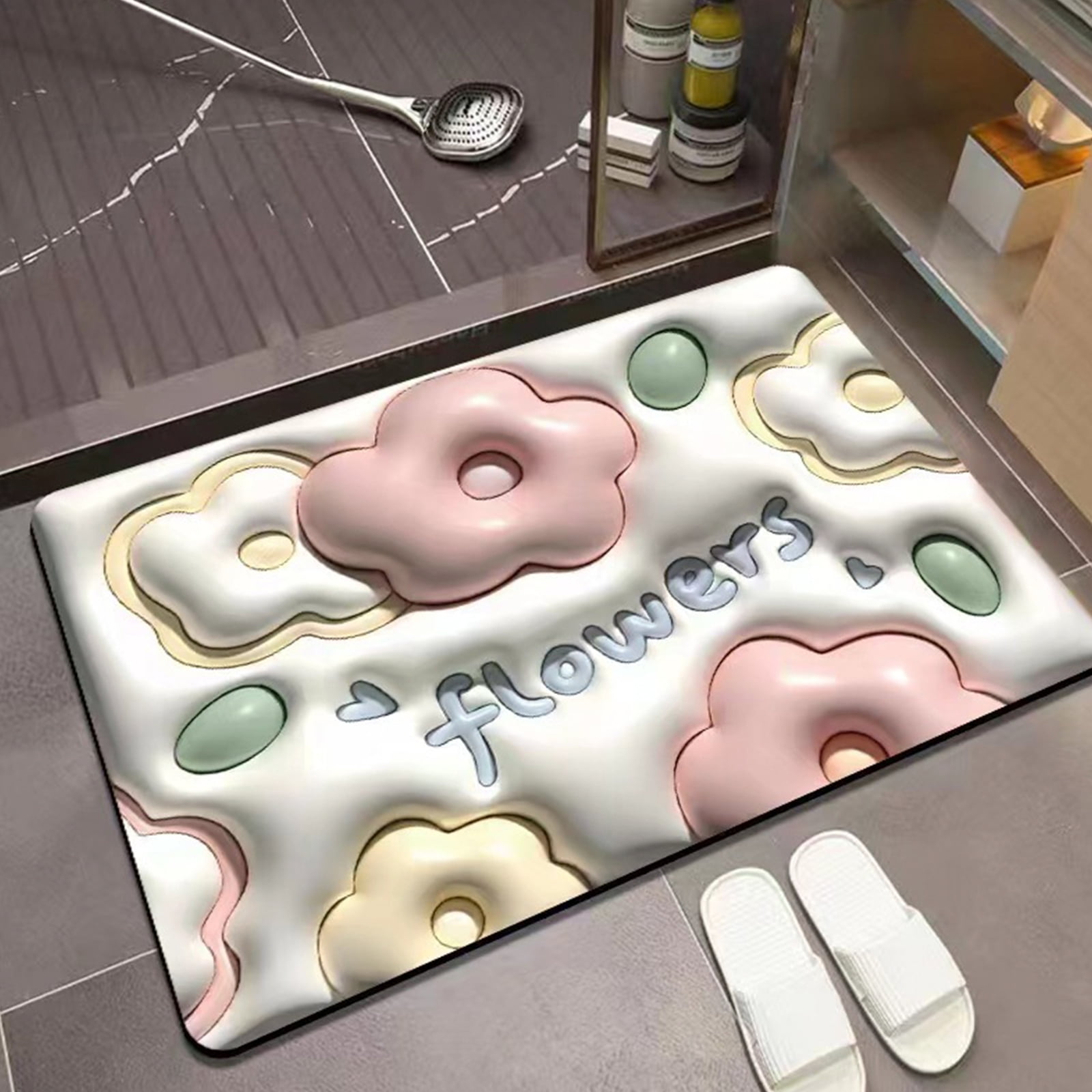 1pc Dynamic Pattern Water Absorbing Silica Gel Mud Floor Mat For Bathroom,  Kitchen, Living Room