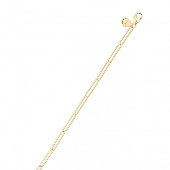 JewelStop 14k Yellow Gold 2.7mm Wire Paperclip Link Chain Bracelet with Lobster Clasp - 7 Inches, 1.97gr.