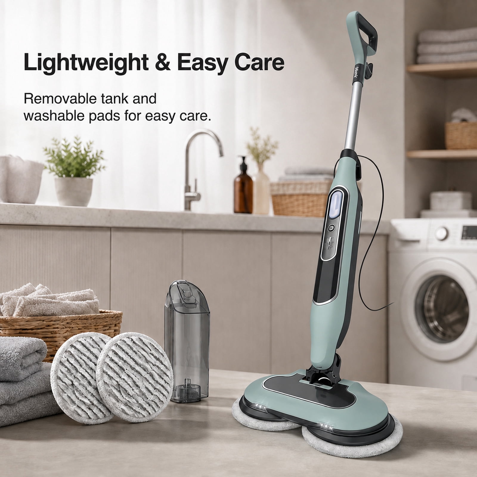 Alvantor Dual Steam Mop, All-in-One Hard Floor Steam Mop with 3 Steam Modes & LED Headlights, Lightweight for Home Tile Cleaning