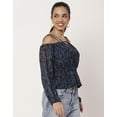 thumbnail image 5 of Moomaya Long Sleeves Off Shoulder Printed Top - Women's Stylish Peplum Top, 5 of 8