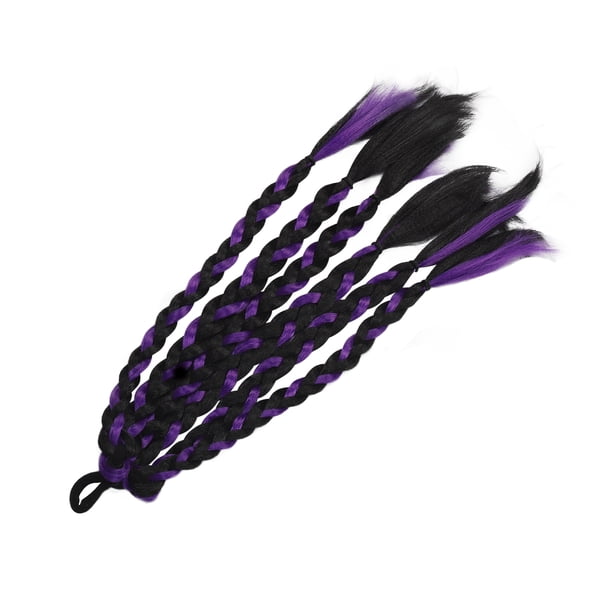 Extensión de cola de caballo trenzada, extensión de cola de caballo trenzada de boxeo larga y suave para mujeres y niños, uso diario, color negro y morado