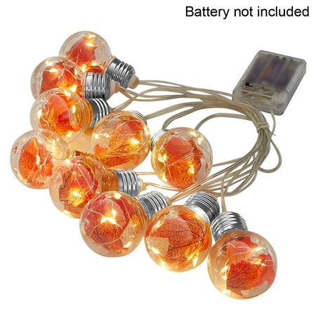 

Light String Festival Lamp Fall 10 Led Bulbs Maple Leaves Thanksgiving Decor