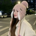 thumbnail image 2 of Women's Winter Fleece-Lined Knit Hat - Thick and Warm with Earflaps and Fluffy Pom-Pom, Hand Washable and Portable Design, Women's Winter Hat with Ear Protection, 2 of 9