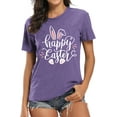 thumbnail image 3 of Women Happy Easter T Shirt Bunny Rabbit Graphic T-Shirt Funny Letter Printed Shirts Short Sleeve Tops, 3 of 6
