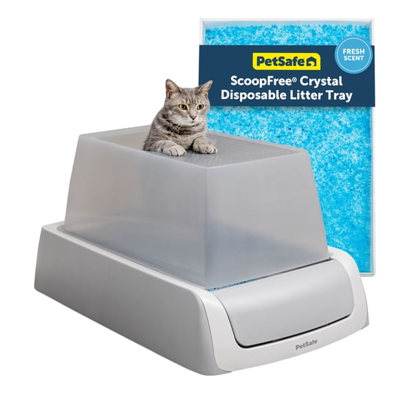 PetSafe ScoopFree Crystal Pro Legacy Top-Entry Self-Cleaning Cat Litter Box, Automatic, Gray
