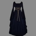 thumbnail image 3 of Vestido maxi Qarigey con cinturón de fiesta de manga larga y cuello azul violáceo XL, 3 of 4