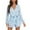 Blue, variant on Ichuanyi Women Floral Printed Beach Jumpsuits Deep V-Neck Long Sleeve Bandage Knot Ruffle Hem Floral Rompers