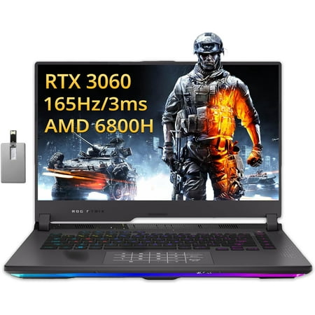 ASUS ROG Strix G15 Gaming Laptop, 15.6" FHD 144Hz Laptop, AMD Ryzen 7-4800H, 16GB RAM, 512B PCIe SSD, 4-Zone RGB Backlit Keyboard, GeForce RTX 3060 6G, Wi-Fi 6, Win 11, Gray, Hotface 32GB USB Card