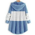 thumbnail image 4 of WMTBSRSW Women's Oversized Fuzzy Fleece Hoodies Wearable Blanket Hoodie Side Button Hooded Sweatshirt with Hood Color Block Plush Sherpa Hoodies Light Blue Small, 4 of 4