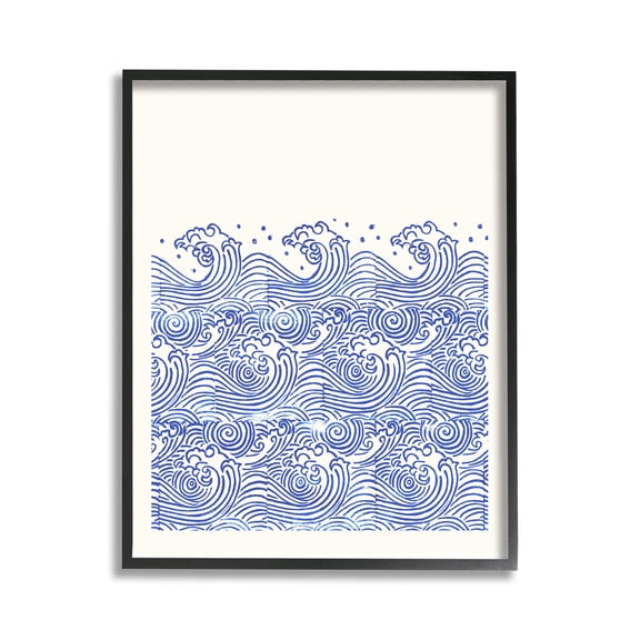 Stupell Industries Abstract Curving Waves Abstract Painting Black Framed Art Print Wall Art, 11 x 14