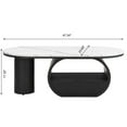 thumbnail image 6 of Oval Coffee Table with Drawer, 47.24" Modern Coffee Table with Bottom Shelf and Adjustable Feet, Accent Center Table for Living Room, Apartment, Office, Black and White, 6 of 6