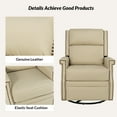 thumbnail image 3 of Genuine Leather Swivel Rocker Recliner Wingback Transitional Beige, 3 of 8