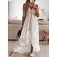 thumbnail image 3 of Vestido largo de playa con cuello en V floral de encaje bohemio informal para mujer, vestido de novia maxi para fiesta de cóctel, 3 of 4