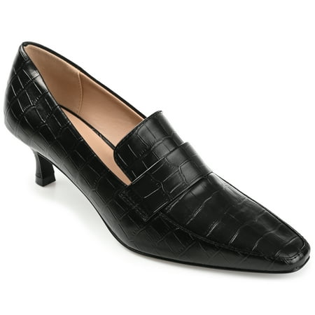 

Journee Collection Womens Celina Wide Width Kitten Heel Loafer Square Toe Pumps