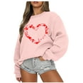 thumbnail image 2 of Elvqul Sweatshirts Women Crewneck Pink Long Sleeve Tops Graphic Valentine's Day Tees Fall Girls Sweatshirts, 2 of 5