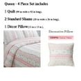 thumbnail image 2 of Cozy Line Shabby Chic Floral Ruffle Stripe 100% Cotton Reversible Quilt Set with Decorative Pillow (Pink, Queen - 4 Piece), 2 of 6
