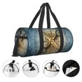 thumbnail image 3 of Fotbe Vintage Compass Bolsa Deportiva de Lona Plegable con Estampado, Bolsa de Gimnasio con Bolsillo Seco/Húmedo, Bolsa de Viaje Ultraligera de Gran Capacidad, 3 of 6