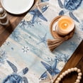 thumbnail image 3 of Blue Turtle Coastal Table Runner 70 Inches, Beach Starfish Nautical Coral Vintage Bed Runner Dresser Scarves Tabletop for Indoor Outdoor Parties/Ceremony/Banquet, 13" x 70", 3 of 9